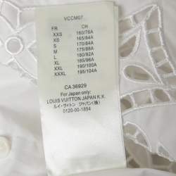Pre Owned Louis Vuitton White Eyelet Logo Embroidered Cotton Button Front Shirt M