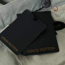 Louis Vuitton Light Blue Denim Perforated Slim Jeans M Waist 32"