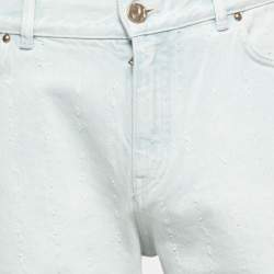 Louis Vuitton Light Blue Denim Perforated Slim Jeans M Waist 32"