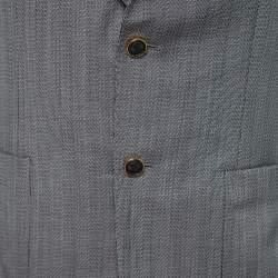 Louis Vuitton Grey Textured Wool Single-Breasted Blazer M  