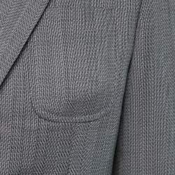 Louis Vuitton Grey Textured Wool Single-Breasted Blazer M  