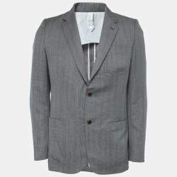 Louis Vuitton Grey Textured Wool Single-Breasted Blazer M  