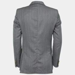 Louis Vuitton Grey Textured Wool Single-Breasted Blazer M  