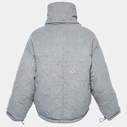 Pre Owned Louis Vuitton Grey Cashmere Monogram Boyhood Puffer Jacket XXS