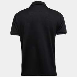 Pre Owned Louis Vuitton Black Cotton Pique Logo Embroidered Polo T-Shirt M