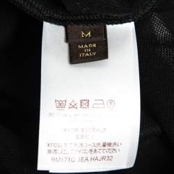 Pre Owned Louis Vuitton Black Cotton Pique Logo Embroidered Polo T-Shirt M