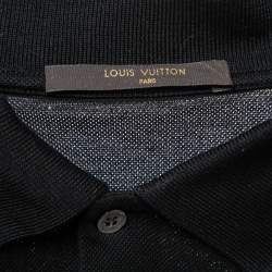 Pre Owned Louis Vuitton Black Cotton Pique Logo Embroidered Polo T-Shirt M
