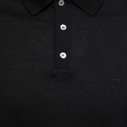 Pre Owned Louis Vuitton Black Cotton Pique Logo Embroidered Polo T-Shirt M