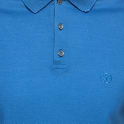 Pre Owned Louis Vuitton Blue Cotton Pique Polo T-Shirt M