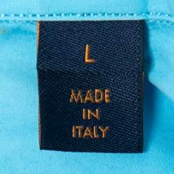 Pre Owned Louis Vuitton Sky Blue Pocket Detail Button Front Shirt L