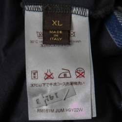 مملوكة مسبقًا Louis Vuitton Dark Grey Cotton Jersey Stripe Detail T-Shirt XL