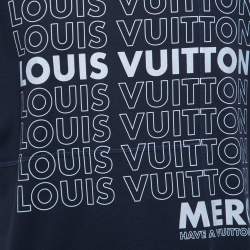 Louis Vuitton Navy Blue Merci Print Cotton Crewneck T-Shirt S