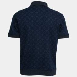 Louis Vuitton Navy Blue Monogram Printed Knit Polo T-Shirt XXL Louis Vuitton