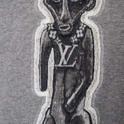 Pre Owned Louis Vuitton Grey Chapman Zulu Statue Printed Cotton Knit T-Shirt L