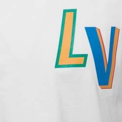 Pre Owned Louis Vuitton White Cotton Logo Printed NBA Short Sleeve T-Shirt S