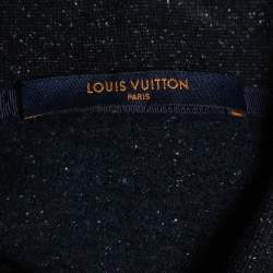 Pre Owned Louis Vuitton Navy Blue Monogram Patterned Knit Polo T-Shirt XL