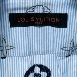Louis Vuitton Blue Striped Monogram Jacquard Button Front Shirt XL
