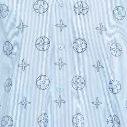Louis Vuitton Blue Striped Monogram Jacquard Button Front Shirt XL