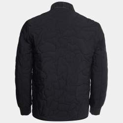 Louis Vuitton Black Synthetic Logo Quilted Bomber Jacket S