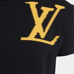 Pre Owned Louis Vuitton Black Cotton Brick Logo T-Shirt XXS