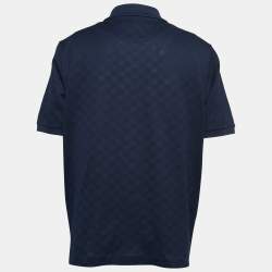 Louis Vuitton Dark Blue Damier Pattern Cotton Polo T-Shirt 5XL