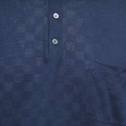 Louis Vuitton Dark Blue Damier Pattern Cotton Polo T-Shirt 5XL