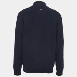 Louis Vuitton Dark Blue Wool Knit Zip Up Sweater XXL