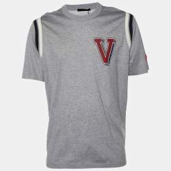 Louis Vuitton Grey Cotton Knit Varsity Detail T-Shirt XXL