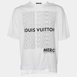 Louis Vuitton White Merci Logo Printed Cotton Knit Oversized T
