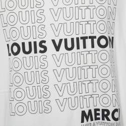 Pre Owned Louis Vuitton White Merci Logo Printed Cotton Knit Oversized T-Shirt S