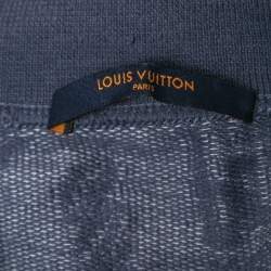 Pre Owned Louis Vuitton Blue Cities Jacquard Knit Half Zip Sweater L