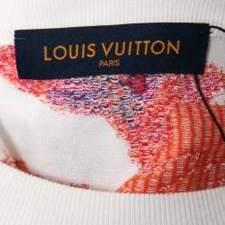 Louis Vuitton White Stretch Cotton Watercolor Knit Crew Neck T Shirt XL
