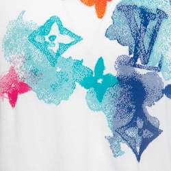 Louis Vuitton White Stretch Cotton Watercolor Knit Crew Neck T Shirt XL