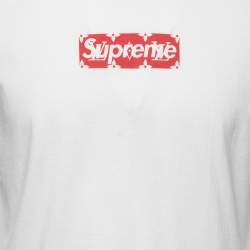 Louis Vuitton X Supreme White Cotton Logo Print T-Shirt S