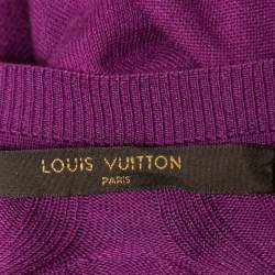 Pre Owned Louis Vuitton Purple Knit V-Neck Jumper L