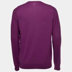 Pre Owned Louis Vuitton Purple Knit V-Neck Jumper L