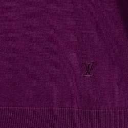 Pre Owned Louis Vuitton Purple Knit V-Neck Jumper L