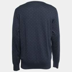 Pre Owned Louis Vuitton Navy Blue Knit Crew Neck Jumper XXL