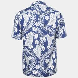 Mens Louis Vuitton Striped Floral Hawaii Logo Printed Cotton Viscose Shirt