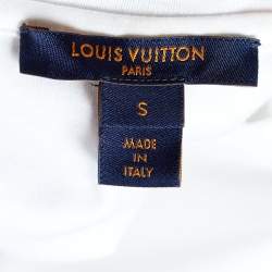 Pre Owned Louis Vuitton White Logo Applique Cotton Knit Pocket Detail T-Shirt S