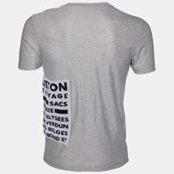 Pre Owned Louis Vuitton Grey  Logo Patch Detail Cotton Knit T-Shirt S