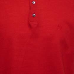 Louis Vuitton Red Logo Embroidered Cotton Pique Polo T-Shirt XL