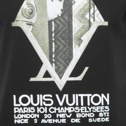 Louis Vuitton Black Printed Cotton Half Sleeve T-Shirt S