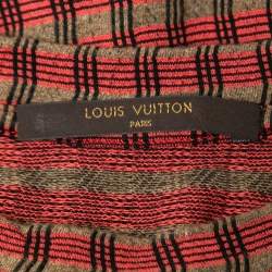 Louis Vuitton Red Patterned Cotton Knit Crew Neck Half Sleeve T-Shirt S