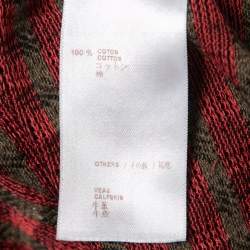 Louis Vuitton Red Patterned Cotton Knit Crew Neck Half Sleeve T-Shirt S