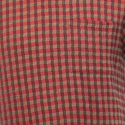 Louis Vuitton Red Patterned Cotton Knit Crew Neck Half Sleeve T-Shirt S