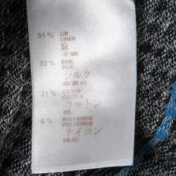 Louis Vuitton Black/White Checked Linen Blend Half Sleeve T-Shirt S