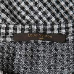 Louis Vuitton Black/White Checked Linen Blend Half Sleeve T-Shirt S