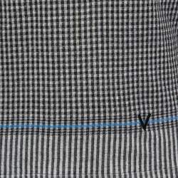 Louis Vuitton Black/White Checked Linen Blend Half Sleeve T-Shirt S