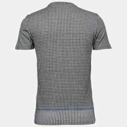 Louis Vuitton Black/White Checked Linen Blend Half Sleeve T-Shirt S